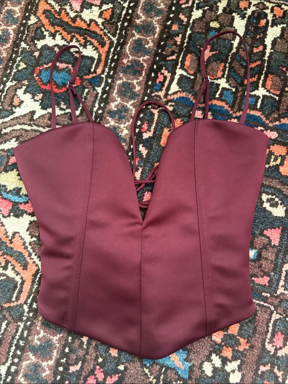 White fox burgundy corset